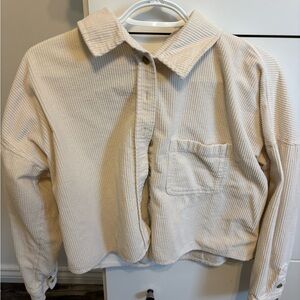 American Eagle Outfitters Cream Corduroy Teddy Jacket